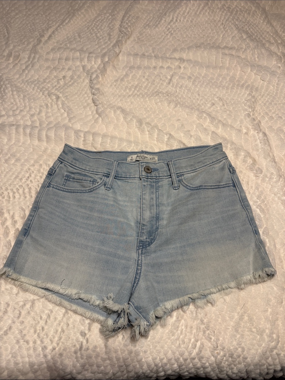 Abercrombie & Fitch Light Blue Frayed Denim Shorts